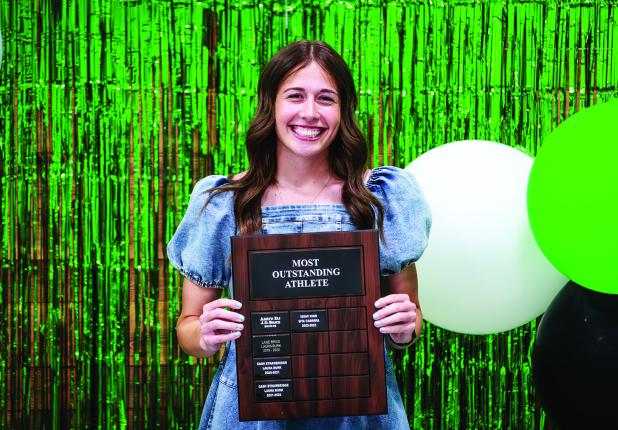 Ladycat Mattie Dollar received the Most Outstanding Athlete during the NHS Athletic Banquet. Photo by Will Sadler