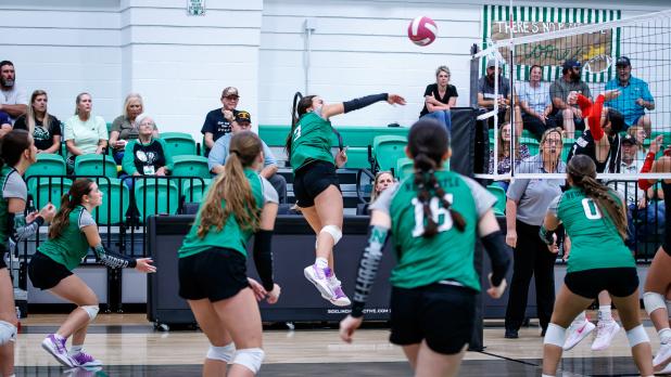 Ladycat #3 Grayson Nunez fires a kill shot at Lady Rabbit defenders. Photo by Will Sadler