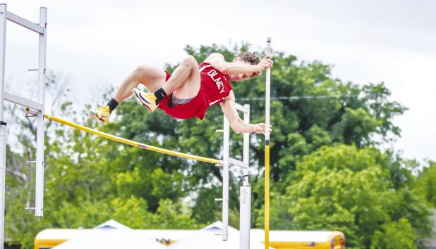 OHS athlete Maddox Johnson earned a third-place finish in pole vault at Area competition and will be moving on to compete at regionals. Photo by Will Sadler