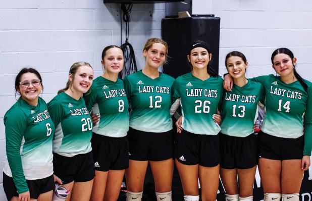 Your 2025 Ladycats Jv White Team: #6 Alexis Schmidt, #8 Sarah Northington, #12 Lyla Dixon, #13 Trinity Arispe, #14 Jayden Ballard, #20 Lexi Gowens And #26 Reese Ribble. Photo by Will Sadler