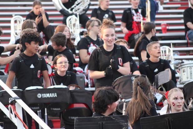 The Pride of Olney High School Marching Band inspired fans to shout for the Cubs at the Sept. 18 Homecoming game at Cub Stadium. Photo by Gina Keating