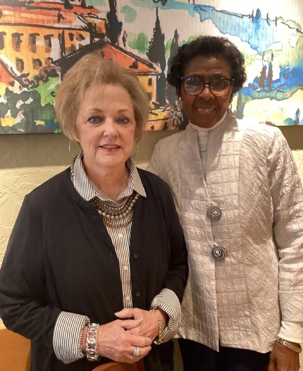 Verma Fobbs (Right) and her Olney connection, Rhonda Ramsey. Photo by Ann Myers Cumpton