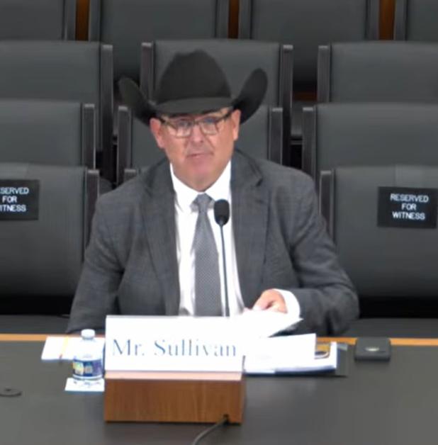 Olney rancher Shad Sullivan testifies on April 21 to the U.S. House Committee on Oversight and Government Reform n a roundtable titled “Farming on Trial: The Growing Use of Lawfare Against American Agriculture.” Mr. Sullivan is the property rights cha