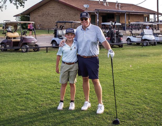 The Olney Country Club’s Parent-Child Golf Tournament on July 11 drew 37 teams for a day of play, prizes and lunch. (Left): Granddad Todd Betts was proud to spend the day golfing with grandson Logan.(Right): Preston Rowe and son Zachary attended the ORA