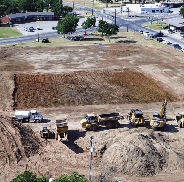 The new, single-story First State Bank building in Graham is expected to be completed in summer of 2027. It will feature a drive-thru lane large enough to accommodate pick-ups hauling cattle trailers. Photo by Will Sadler