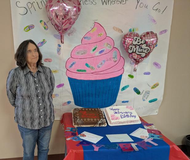 The Young County-Olney Senior Cub Center celebrated February birthdays with chocolate and vanilla cakes provided by Lora Weems. Happy birthday to Gail McBride, and (not pictured) Marva Lemmer and Peggie Snodgrass. Photo courtesy of Young County Olney Seni