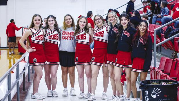 The OHS Cheerleaders were on hand to keep the crowd in the game with cheers and routines. Photo by Will Sadler