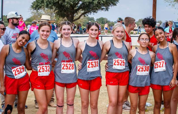 OHS varsity Lady Cubs competing in the Olney Invitational were Katherine Morales, Ava Stewart, Taylor Caddott, Ella Richards, Caly Johnson, Sharoll Mendoza, Arlette Olvera, Renata Chavez-Hernandez, and Aleena Puga. Photo by Will Sadler