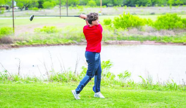 OHS Lady Cub Jenna Widner tees off during district play at Olney Country Club. Photo by Will Sadler