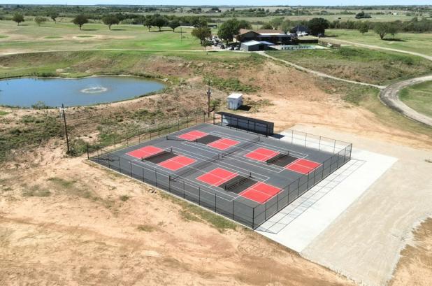The new pickle ball/tennis courts are complete and ready for members to enjoy.