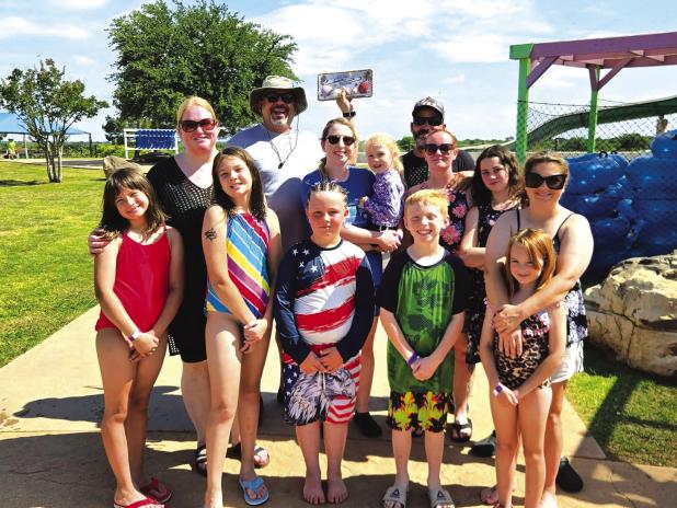 Olney scouts headed to Wichita Falls on Memorial Day to compete in the NOrthwest Texas Council’s 2026 Scout Day at Castway Cove Waterpark. Back Row, (L-R): Heather Garcia, Chris Garcia, Julia Fletcher, her daughter Piercelynn, Chuck Murphy, Rhonda Phill