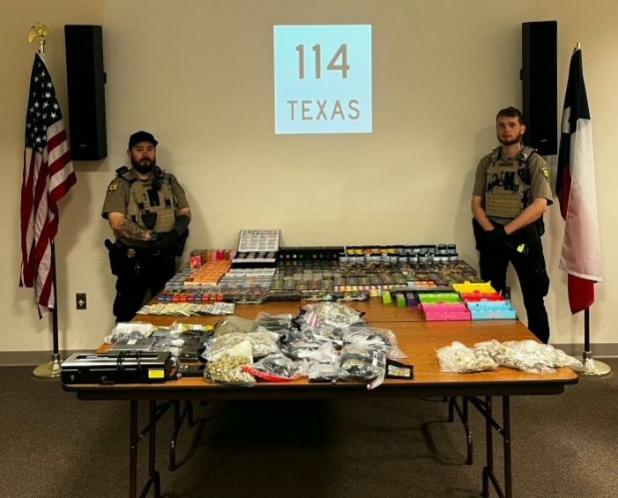 Deputies seized 1,353 grams of THC concentrate, 258 grams of dry psilocybin mushrooms and 4.62 pounds of marijuana during a traffic stop on Christmas Eve. Photo courtesy of Young County Sheriff’s Office