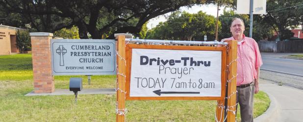 Drive-thru prayer at Cumberland Presbyterian