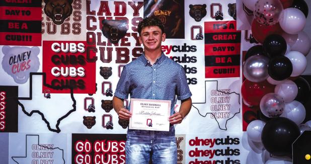 Maddox Johnson Received the Cub Baseball Offensive MVP Award. Photo by Will Sadler
