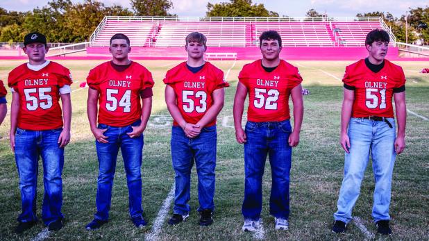 L-R: 55- Samuel Ickert, 54- A.J Solano, 53- Kanin Beavers, 52- Jacobi Esquivel, 51- Isaiah Burdick Photo by Will Sadler