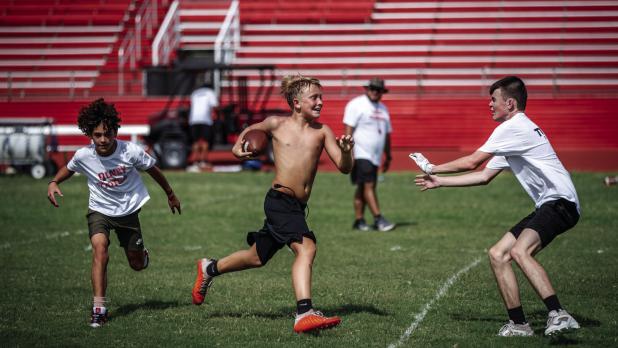 Cub football camp attendees were rewarded at the end of camp with games of touch football. Memories and friendships were made at camp this year. Photo by Will Sadler