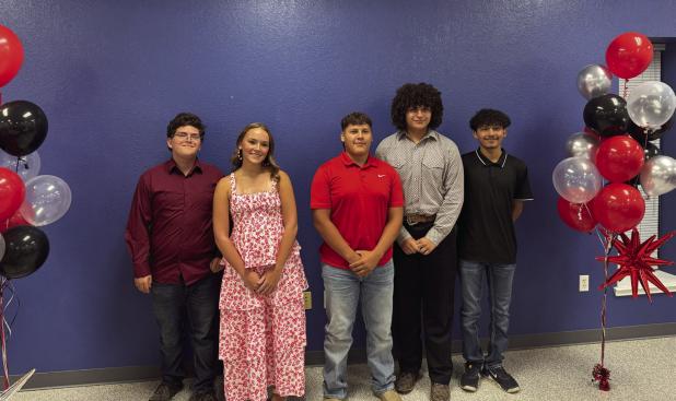 The Olney High School seniors chosen to participate in the Olney Education Foundation’s mentoring program are (L-R): Nate Elmore, Rai Bond, Ricco Sandoval, JoJo Acuna, Jeffrey Flores. Photo by Will Sadler