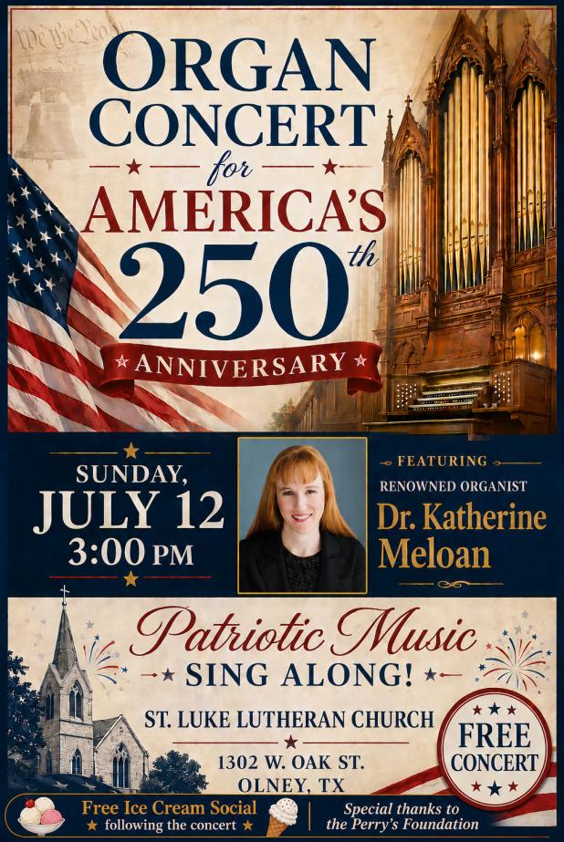 St Luke Organ Concert to Feature Patriotic Hymns