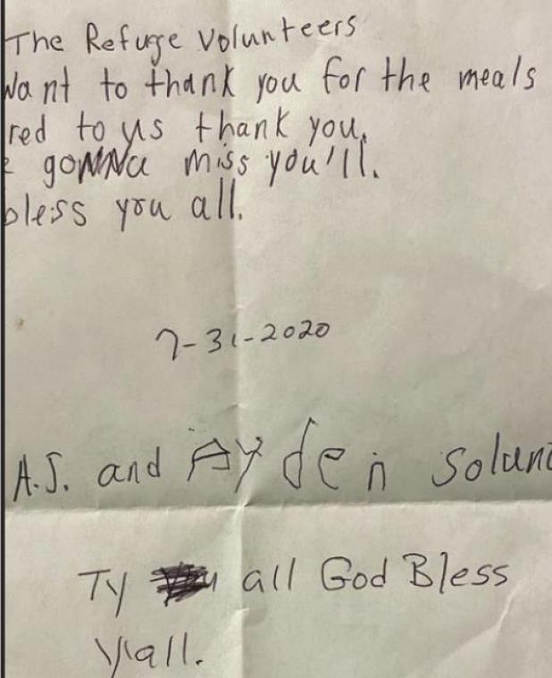 Notes of Thanks from Feeding Program Kids