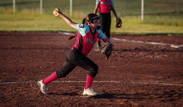 The Young Guns pitcher had some success striking out opponents and helping secure first place in the Optimist Sunrise League. Photo by Will Sadler