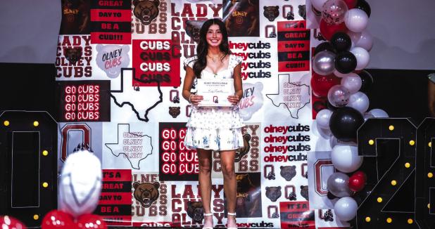 Katy Rosales Received the Lady Cub Track and Field Event, Field Event MVP Award. Photo by Will Sadler