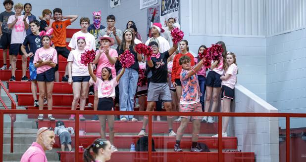 The Olney ISD student cheering section was on point, loud and proud as they cheered on their Lady Cubs! Photo by Will Sadler