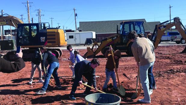 Kids got in on the excitement of the groundbreaking for the First Baptist Church of Olney’s new education building. Photo courtesy of First Baptist Church of Olney