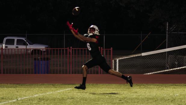 OHS Cub receiver #6 Juan Castillo was on fire during the Cub-Chief HOCO game, with two touchdown receptions, a 45-yard and a 52-yard bomb. Castillo had 4 receptions for 142 yards for the night. Photo by Will Sadler