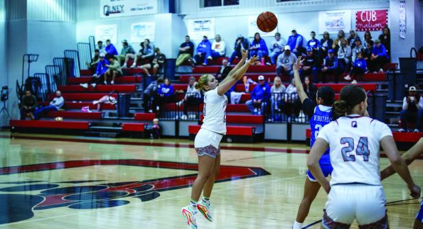 Lady Cub #23 Aubree Englishbee has that fierce fighting spirit Lady Cubs are often known for, and plays each period with controlled aggression. This season would have been more in the red without this Lady Cub. Photo by Will Sadler