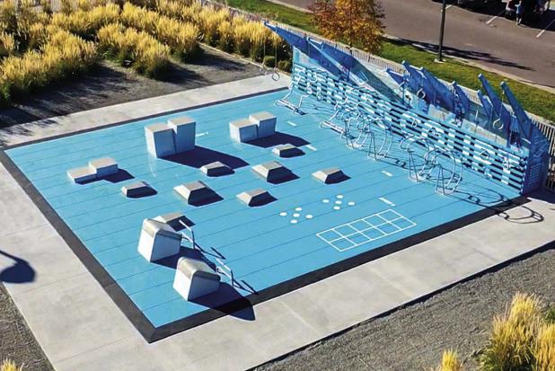 The City of Olney won a grant from the National Fitness Council to install a Fitness Court similar to the illustration above at Tom Griffin Park. The City and Keep Olney Beautiful will raise funds for installation costs. Photo courtesy of National Fitness