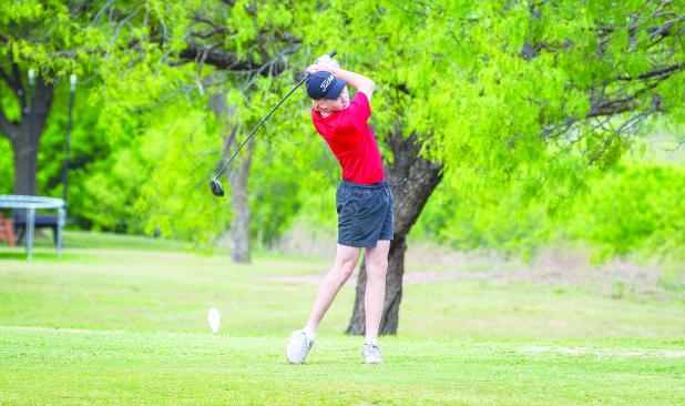 OHS Cub Ryder Lisle tees off during district competition. Photo by Will Sadler