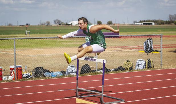 NHS Bobcat Rylan Hinojosa moves on to Regionals in 300m Hurdles.