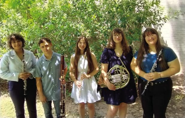 Woodwind quintet members Lily Thames, Maddox Johnson, Kenley Esparza, Sophie Roach and Samantha Sanborn received a “good” rating on their performance of “Farandole” at the Texas State Solo and Ensemble Contest on May 24 in Pflugerville. Photo by M