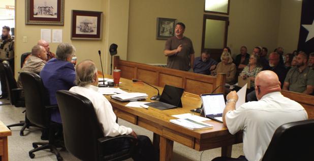 Young County landowner Ryan Mote speaks against the proposed Project Saltworks data center during the public comment period at the June 22 Commissioners Court meeting. The project is opposed by a some citizens, and viewed as a possible solution to the Cou