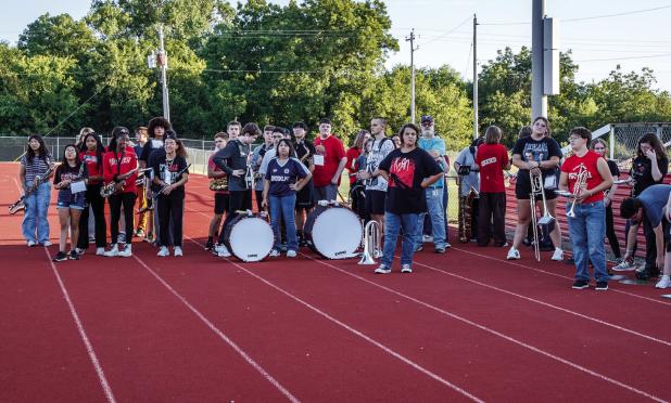 The POOHS patiently waited to be introduced, then performed for the attendees along with the OHS cheerleaders. Photo by Will Sadler