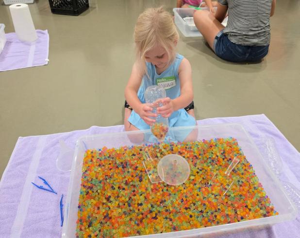Children ages 4-5 years old explored a variety of sensory stations at Sensory Camp at The Refuge Christian Center in Olney on June 8. The camp was designed to help little ones improve social and intellectual skills. Photo courtesy of The Refuge