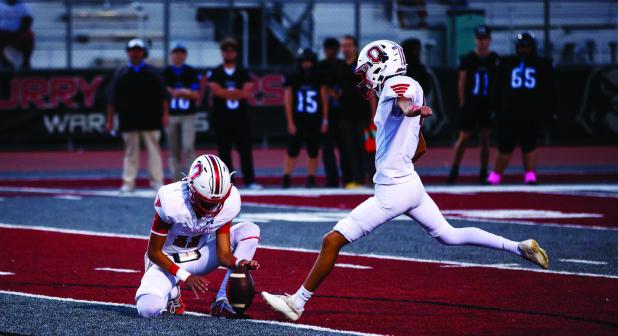 Cub #4 Arial Ramirez K-WR continues to be surefooted and making improvements as the Cubs kicker with 4 PATs for the match up against the Eagles. Photo by Will Sadler