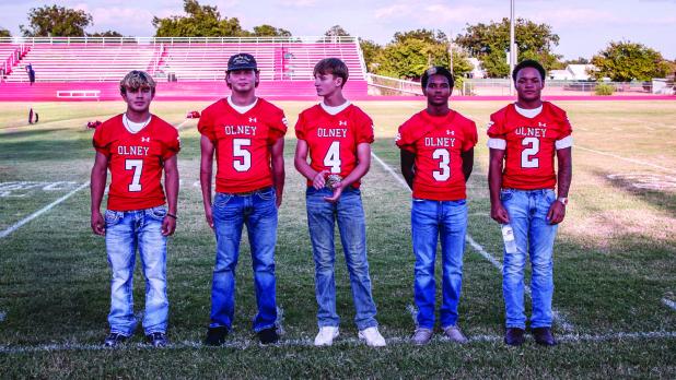 L-R: 7- Damian Hernandez, 5- Kanton Rodgers, 4- Pace Hargis, 3- Domonique Collins-Welty, 2-Jamarcus Collins-Welty. Photo by Will Sadler