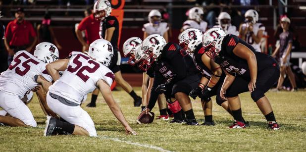 Cub #55 Peyton Bedford DL-C continues to acclimate to the Center position after being out on injury for most of the regular season. Bedford made his presence known on defense as well during the Bearcat matchup with several tackles and assists. Photo by Wi
