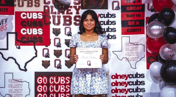 OHS Lady Cub Sharoll Mendoza was presented Newcomer of the Year for Cross Country. Photo by Will Sadler