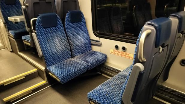 The Texrail trains to Dallas-Fort Worth International Airport are clean and well-lit and boast USB ports . On a recent trip, the train flew past traffic congestion, construction and lane closures. Photo by Deanna Baran