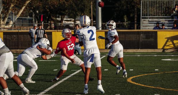 The Cubs’ defense continues to make great progress. #52 Jacobi Esquivel Defensive and Offensive Lineman for the Cubs broke through the Owl’s line breaking up a screen pass early in the matchup. Photo by Will Sadler