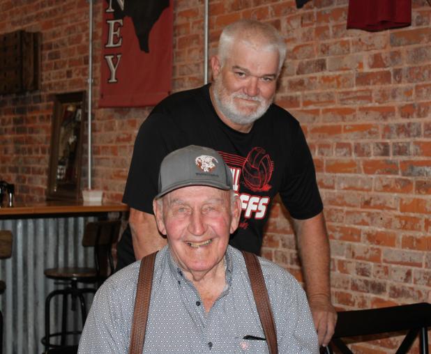 Former County Commissioner RL Spivey and former City Councilmember Tommy Kimbro come out to support Judge Win Graham at his meet-and-greet at Hudson’s on Main last week. Photo by Gina Keating