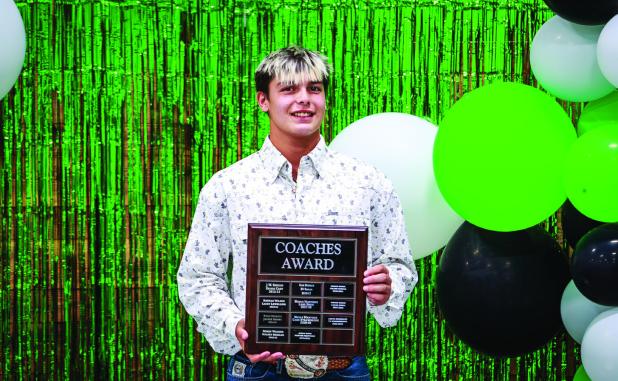 Bobcat Rylan Hinojosa received the Coaches Award during the NHS Athletic Banquet. Photo by Will Sadler