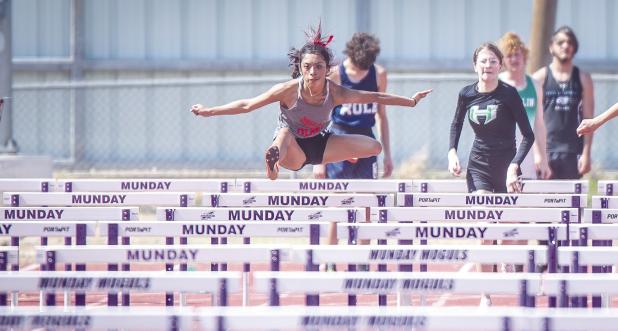 OHS Anastasia Vasquez had a great day at the Munday Relays, capturing second place in 100m and 300m hurdles. Photo by Will Sadler