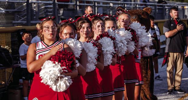 OHS Cheerleaders are always one step behind the Cub team and fans, making sure to bring everyone’s school spirit up to support the Cubs! Photo by Will Sadler