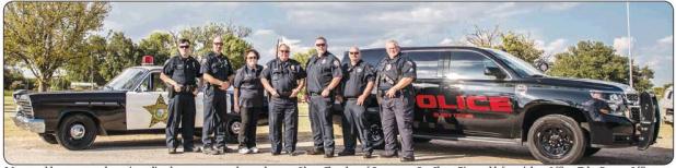 Olney PD pose with the Mayberry Police car