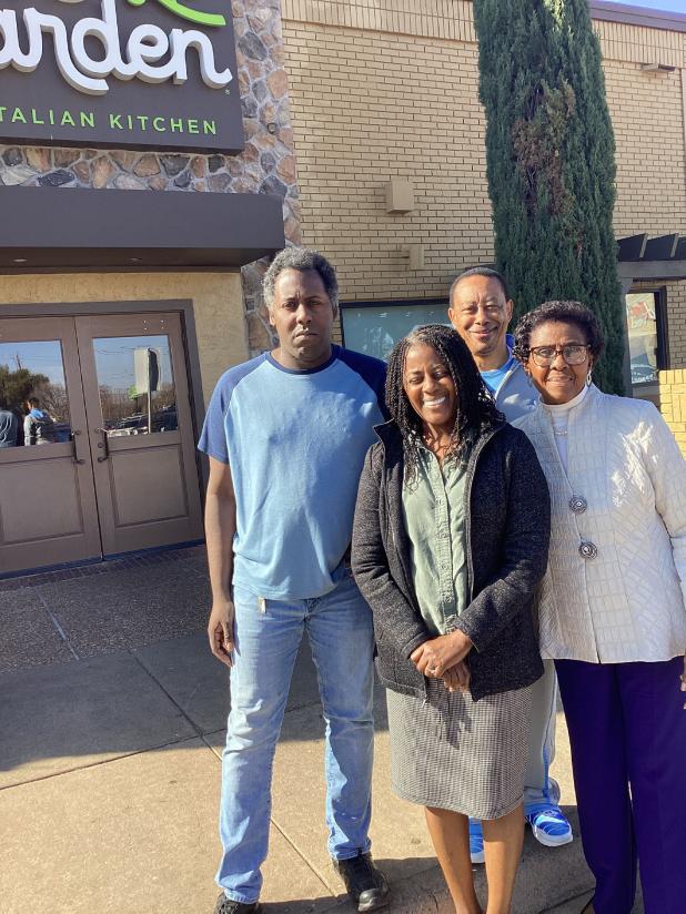 Verma Fobbs poses with her daughter, Sandra with her husband and son. Photo by Ann Myers Cumpton