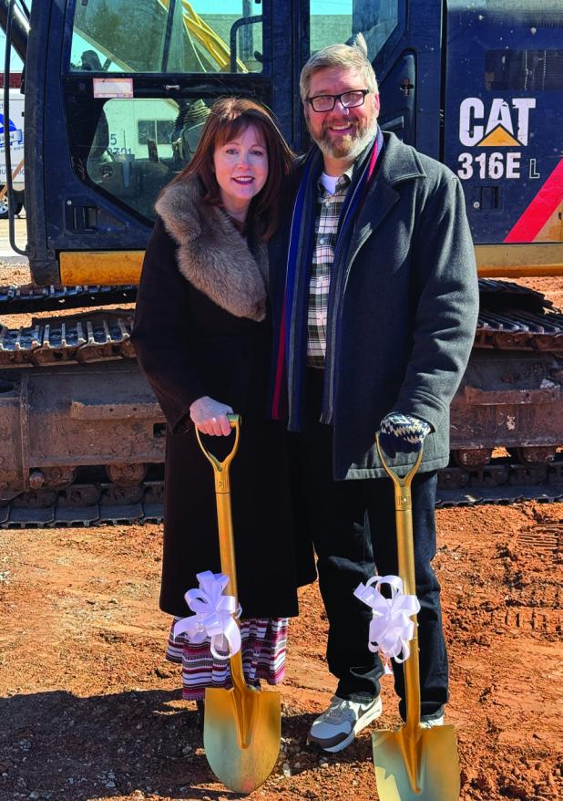 FBCO Pastor Chad Edgington and wife Melissa Edgington at the groundbreaking. Photo courtesy of First Baptist Church of Olney