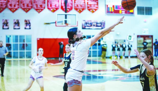 OHS Lady Cub #5-Oaklan Hopkins hit 3-pointers for the night and put in solid work on defense against the Ladycats. Photo by Will Sadler